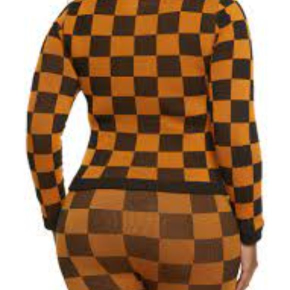 Eye Candy Plus Size Black and Yellow Checkered Zip Up Sweatshirt - L - Picture 2 of 11